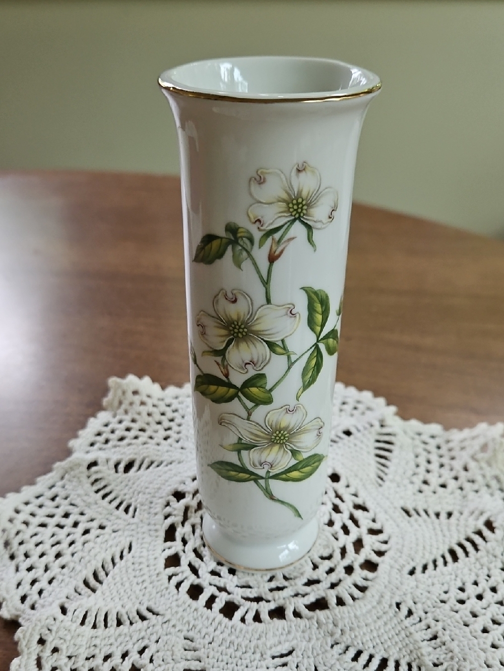 Lefton Porcelain Bud Vase Dogwood Design